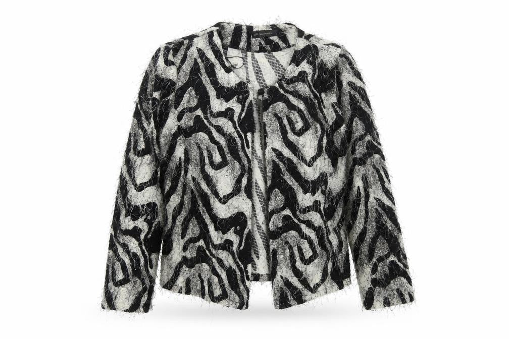 Just Elegance Womens Black Geometric Jacket Blazer Size M Button