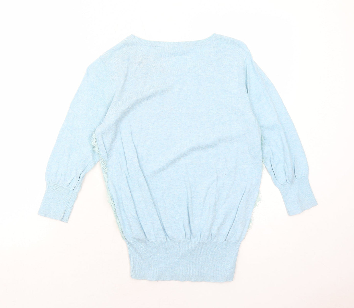 Dorothy Perkins Womens Blue Round Neck Herringbone Cotton Pullover Jumper Size 12