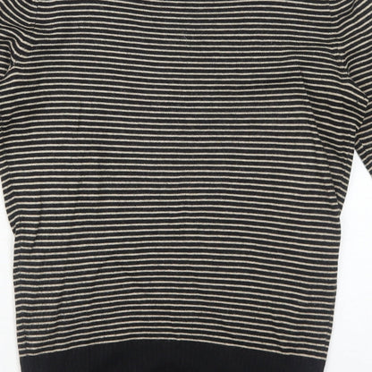 Topshop Womens Black Boat Neck Striped Acrylic Pullover Jumper Size 8