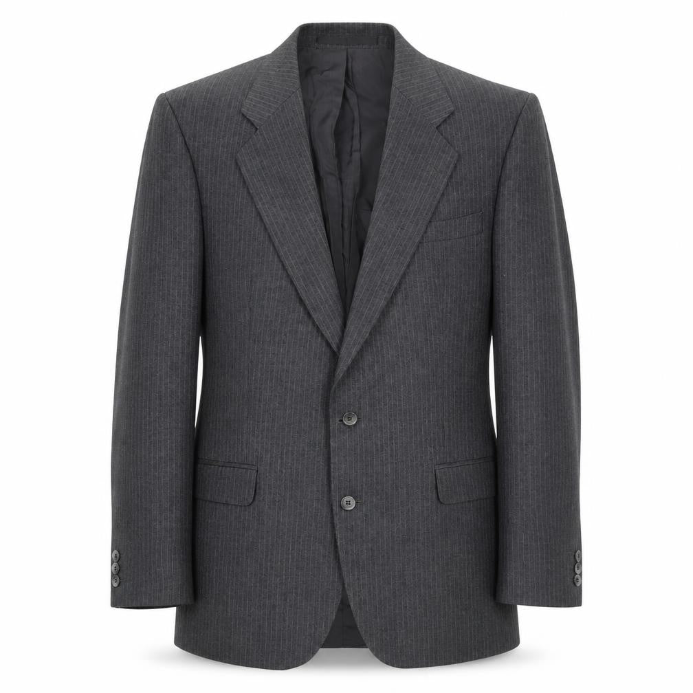 Pin Stripe Mens Grey Striped Wool Jacket Suit Jacket Size 42 Regular