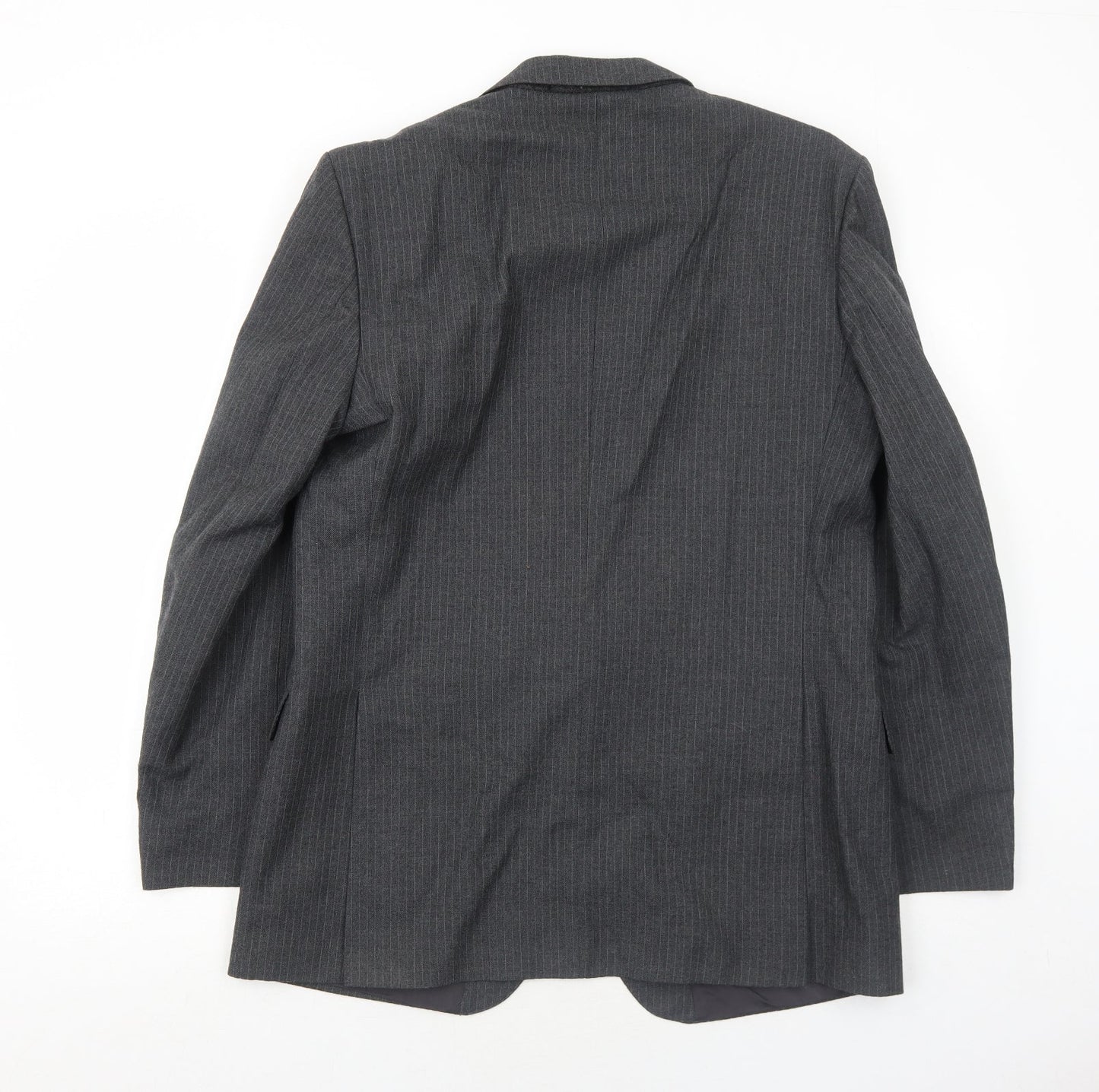 Pin Stripe Mens Grey Striped Wool Jacket Suit Jacket Size 42 Regular
