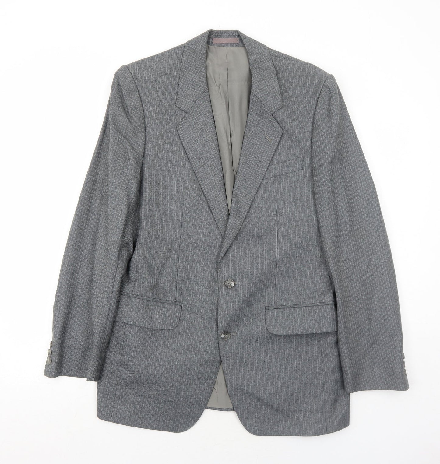James Barry Mens Grey Striped Wool Jacket Suit Jacket Size 38 Regular