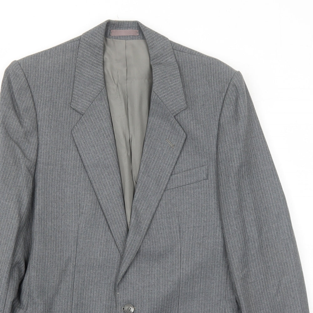 James Barry Mens Grey Striped Wool Jacket Suit Jacket Size 38 Regular