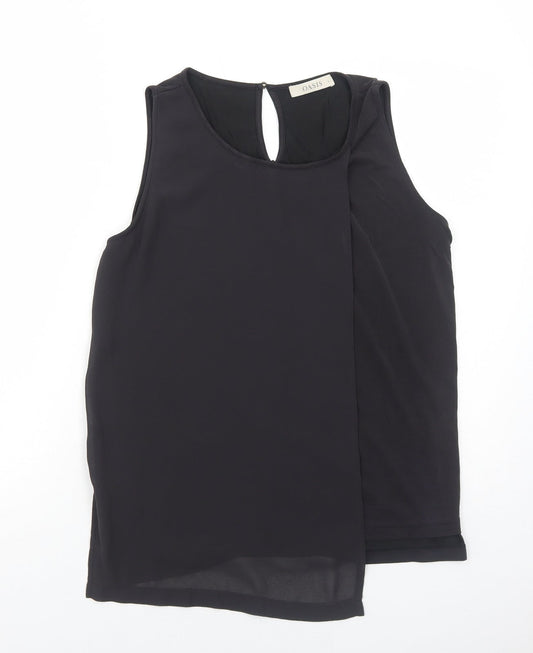 Oasis Womens Black Polyester Basic Tank Size L Round Neck