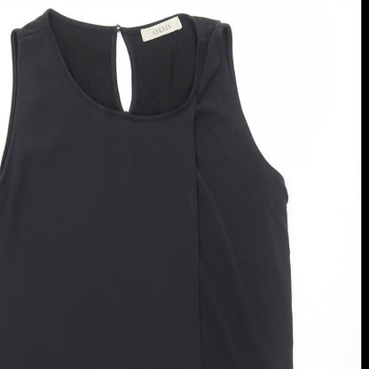 Oasis Womens Black Polyester Basic Tank Size L Round Neck