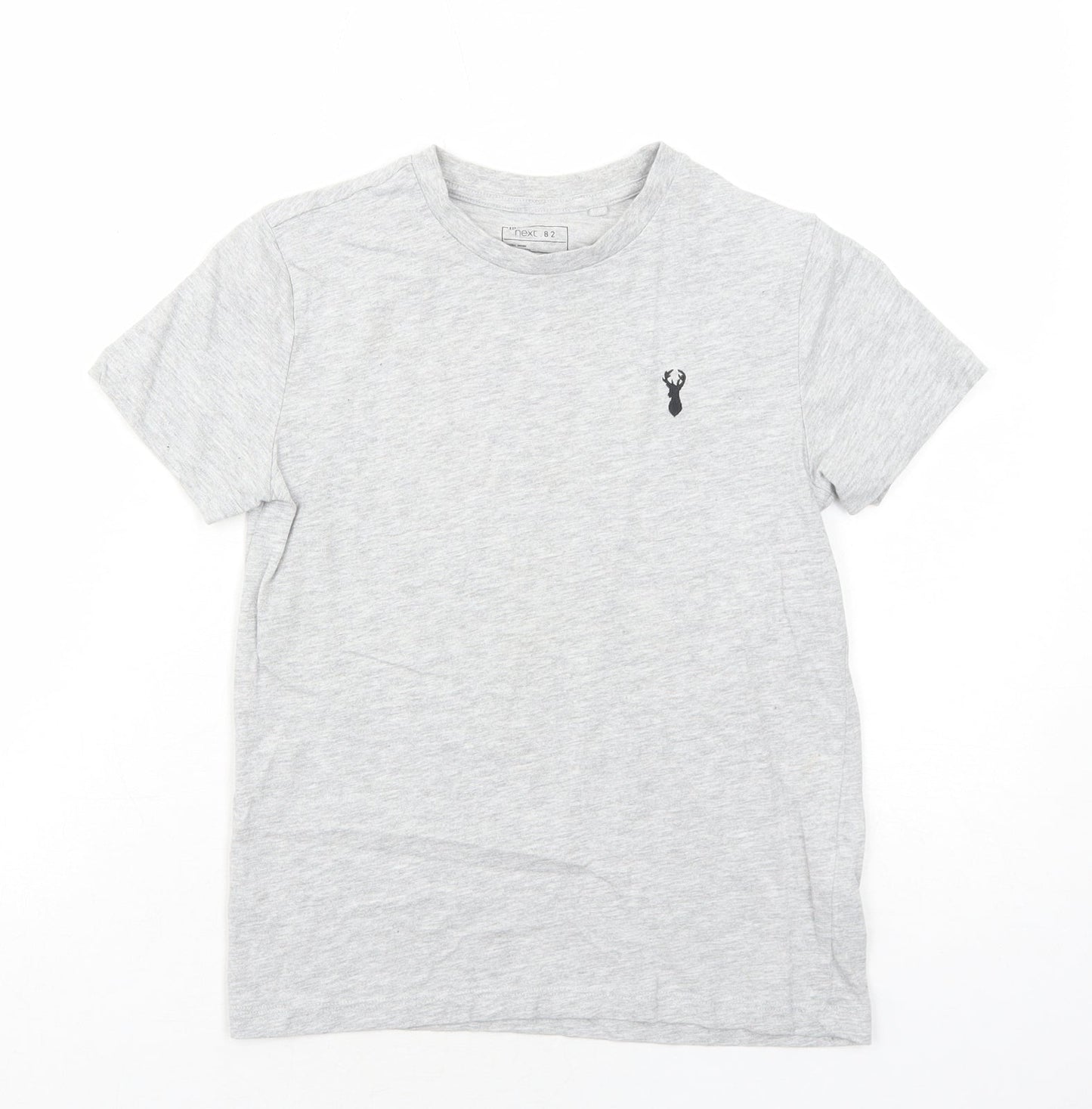 NEXT Boys Grey Cotton Basic T-Shirt Size 9 Years Round Neck Pullover