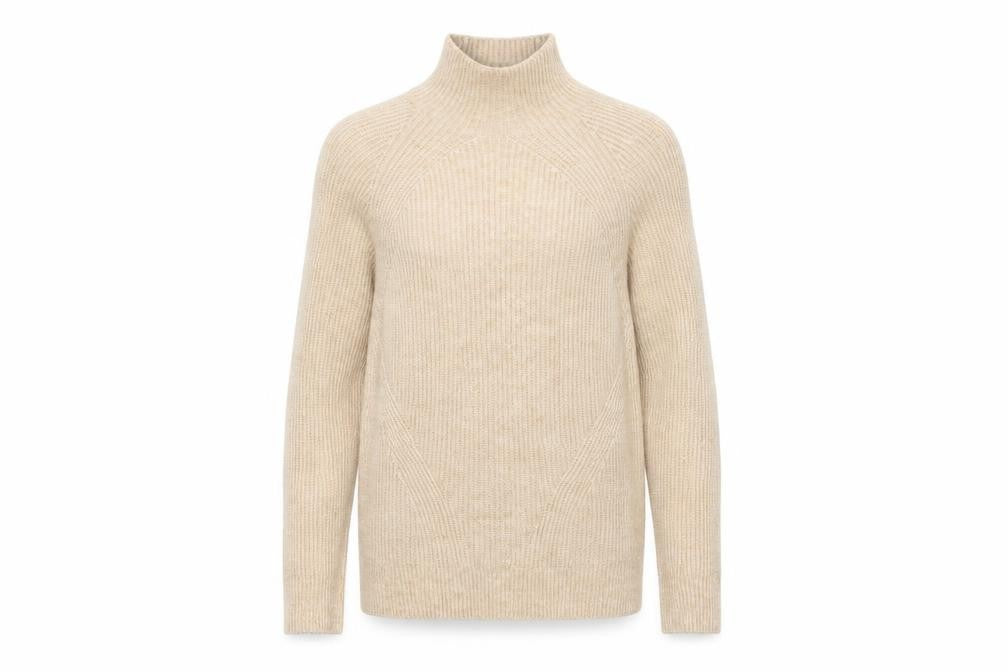 Topshop Womens Beige High Neck Acrylic Pullover Jumper Size 6
