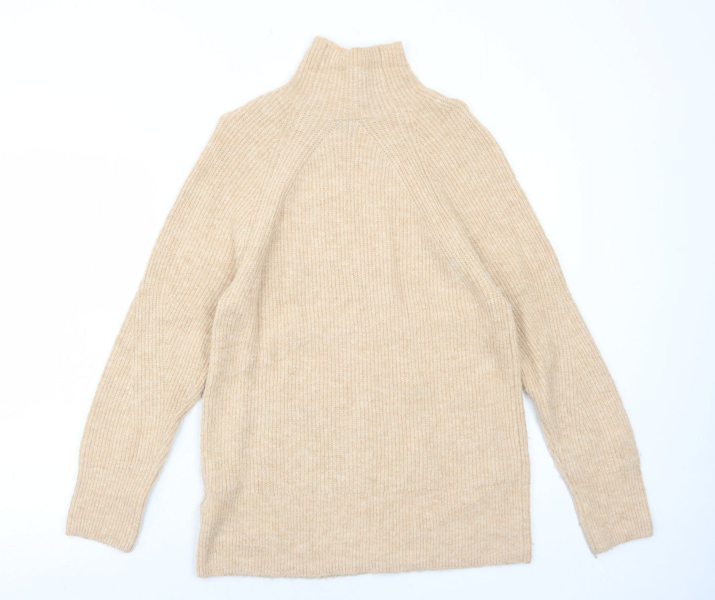 Topshop Womens Beige High Neck Acrylic Pullover Jumper Size 6