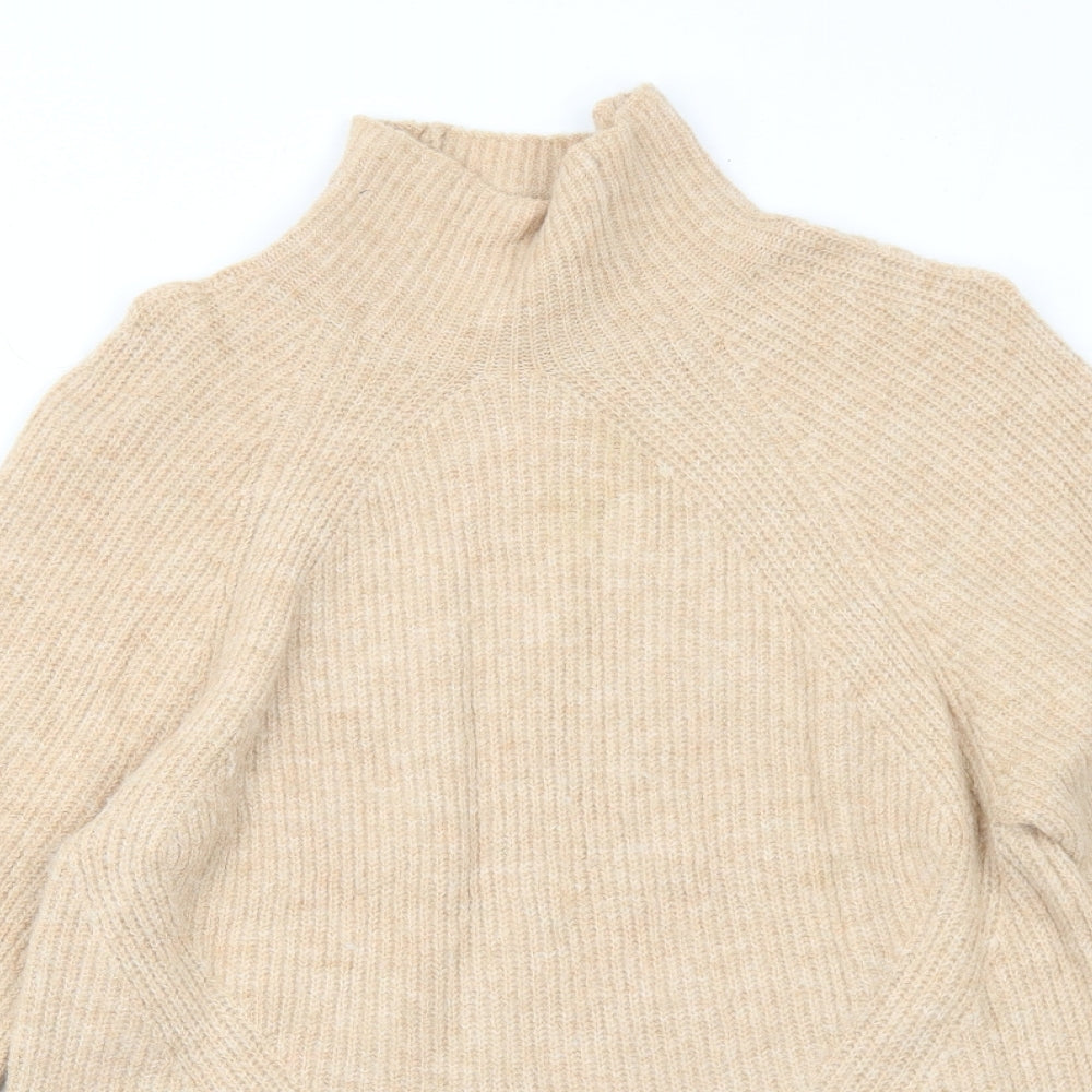 Topshop Womens Beige High Neck Acrylic Pullover Jumper Size 6