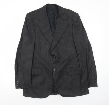 Pure Mens Grey Striped Wool Jacket Suit Jacket Size 38 Regular