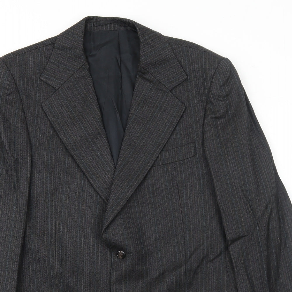 Pure Mens Grey Striped Wool Jacket Suit Jacket Size 38 Regular