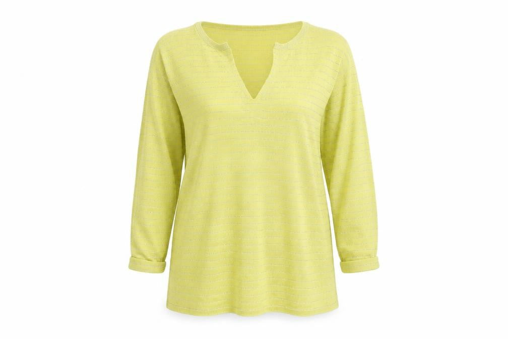 NEXT Womens Yellow V-Neck Striped Viscose Pullover Jumper Size 12