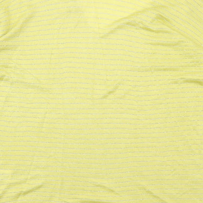Next Womens Yellow V-Neck Striped Viscose Pullover Jumper Size 12