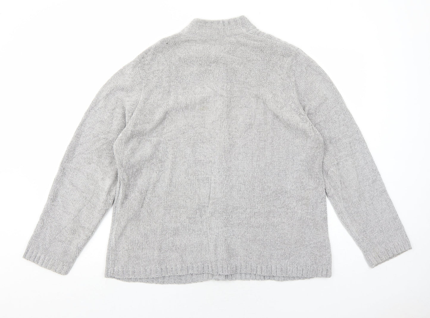 EWM Womens Grey Round Neck Acrylic Cardigan Jumper Size 20