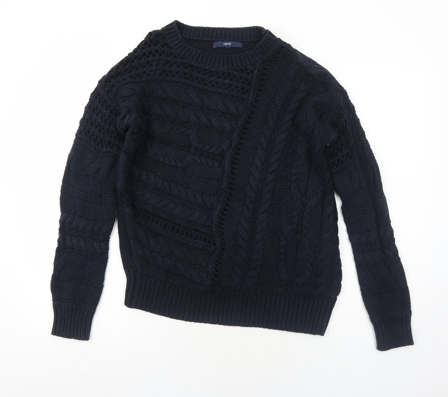 NEXT Womens Blue Round Neck Cotton Pullover Jumper Size M