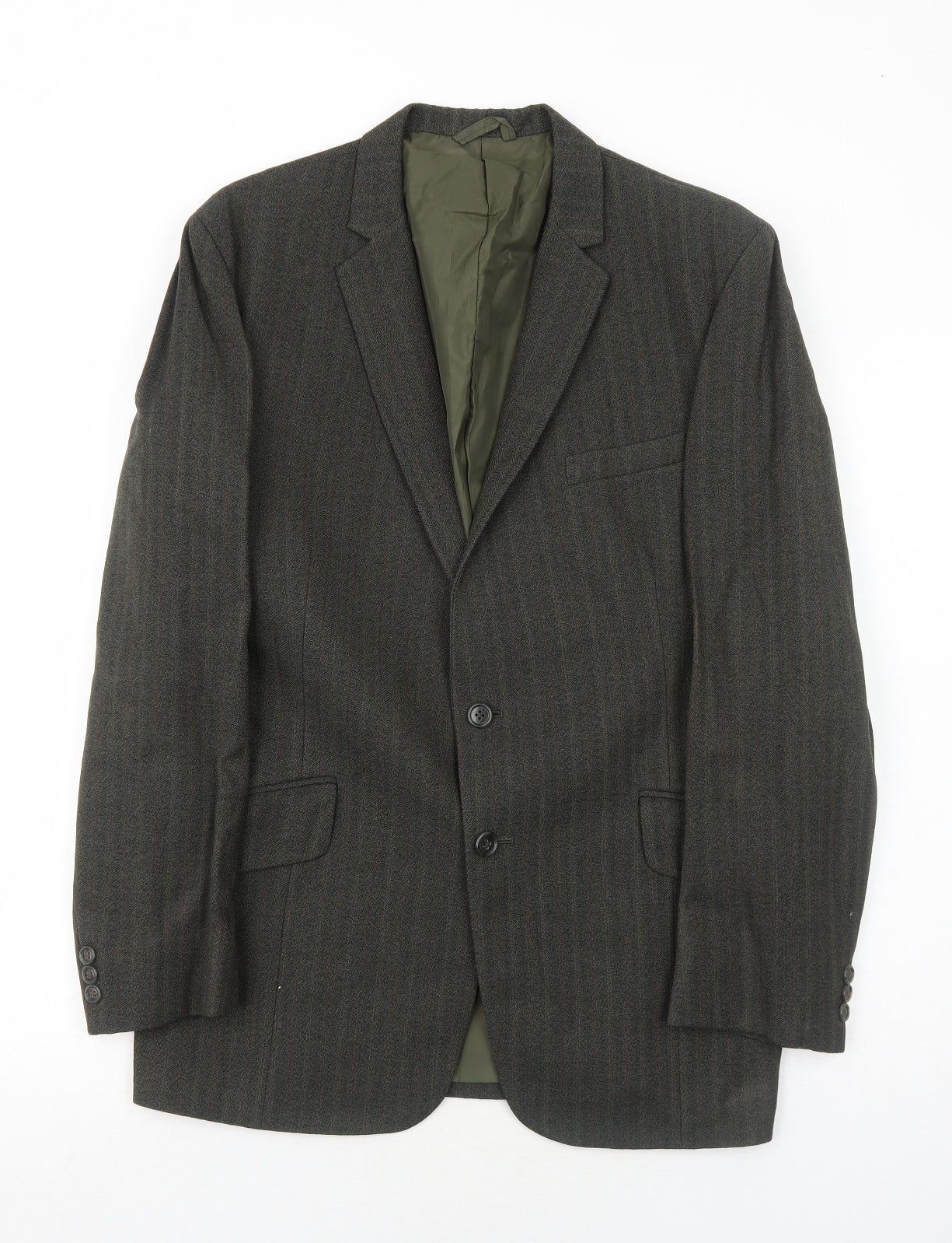 Browns Mens Grey Striped Wool Jacket Suit Jacket Size 42 Regular