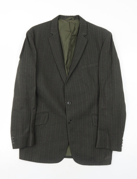 Browns Mens Grey Striped Wool Jacket Suit Jacket Size 42 Regular