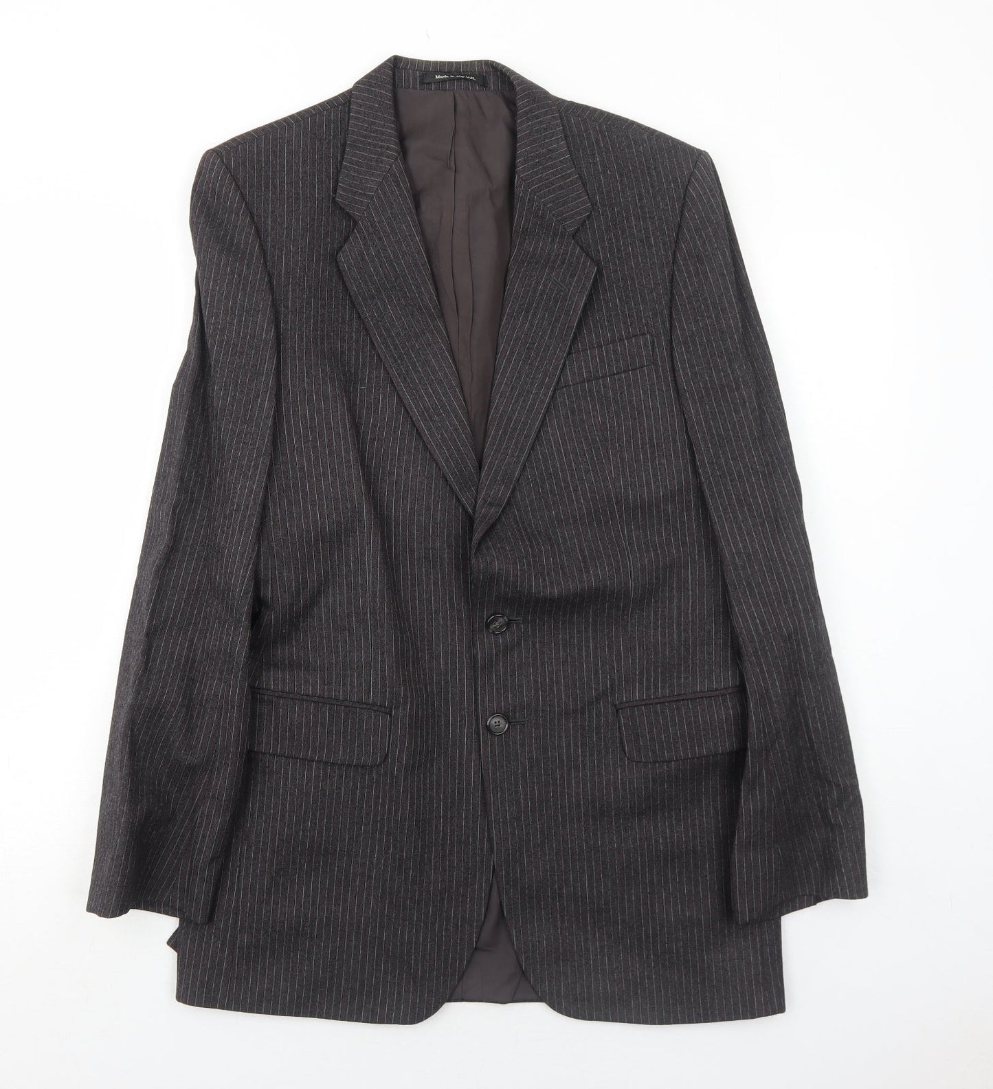 Marks and Spencer Mens Grey Striped Wool Jacket Suit Jacket Size 38 Regular