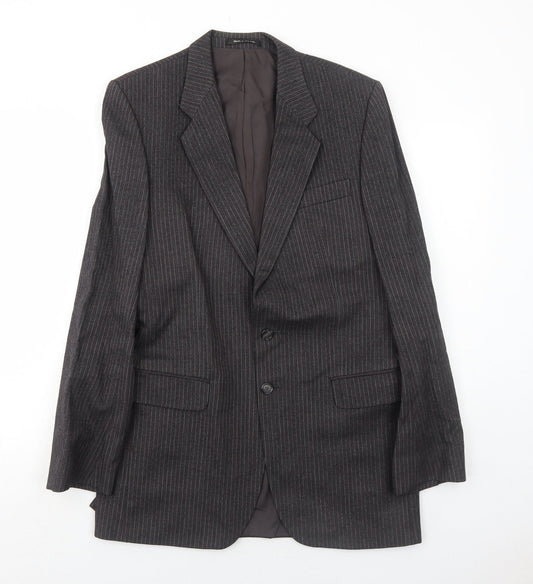 Marks and Spencer Mens Grey Striped Wool Jacket Suit Jacket Size 38 Regular