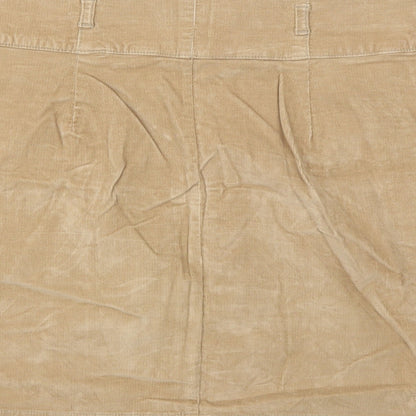 Zara Womens Brown Cotton A-Line Skirt Size L Button