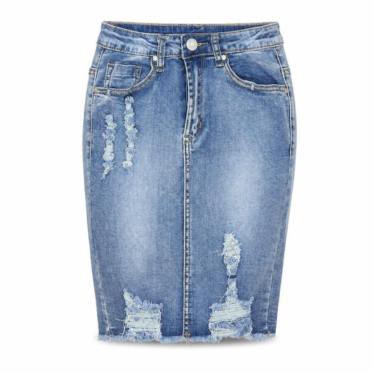 Girl Vivi Womens Blue Cotton A-Line Skirt Size 8 Zip