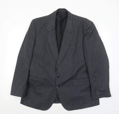 Hodges Mens Grey Striped Wool Jacket Suit Jacket Size 44 Regular