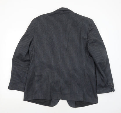 Hodges Mens Grey Striped Wool Jacket Suit Jacket Size 44 Regular