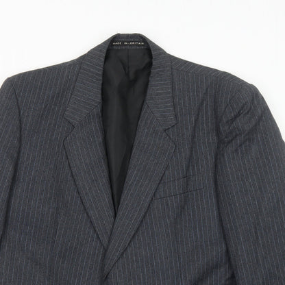 Hodges Mens Grey Striped Wool Jacket Suit Jacket Size 44 Regular