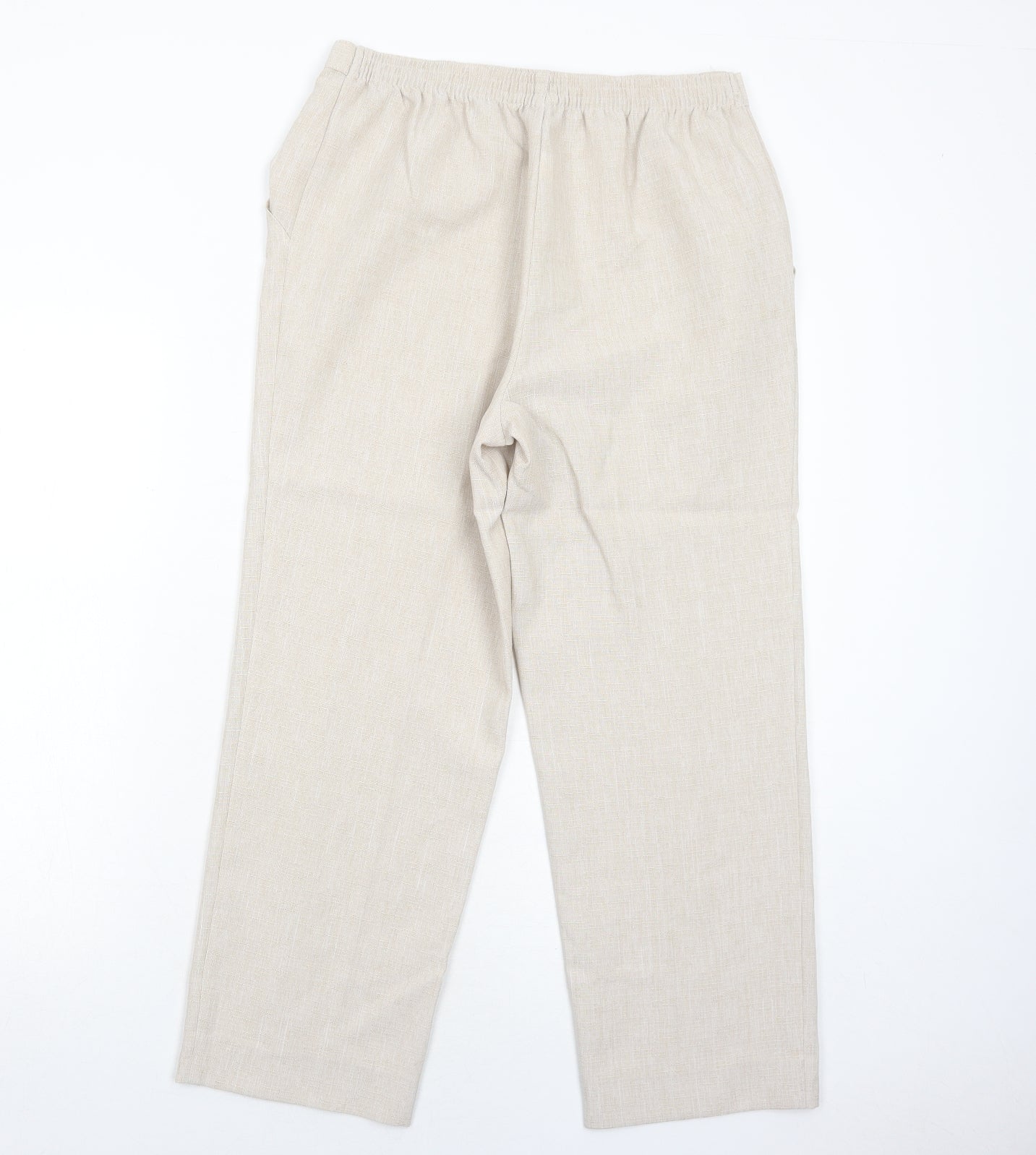 Marks and Spencer Womens Ivory Polyester Trousers Size 12 Regular