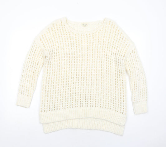 River Island Womens Ivory Round Neck Acrylic Pullover Jumper Size 6