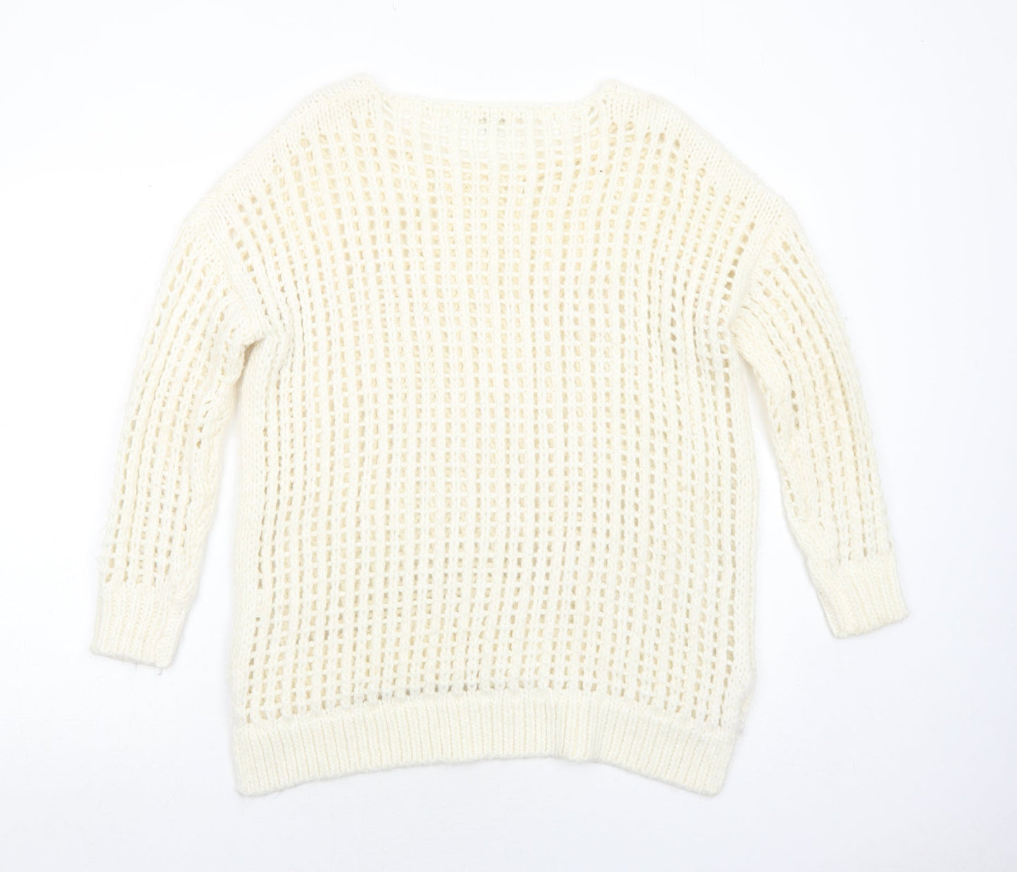 River Island Womens Ivory Round Neck Acrylic Pullover Jumper Size 6