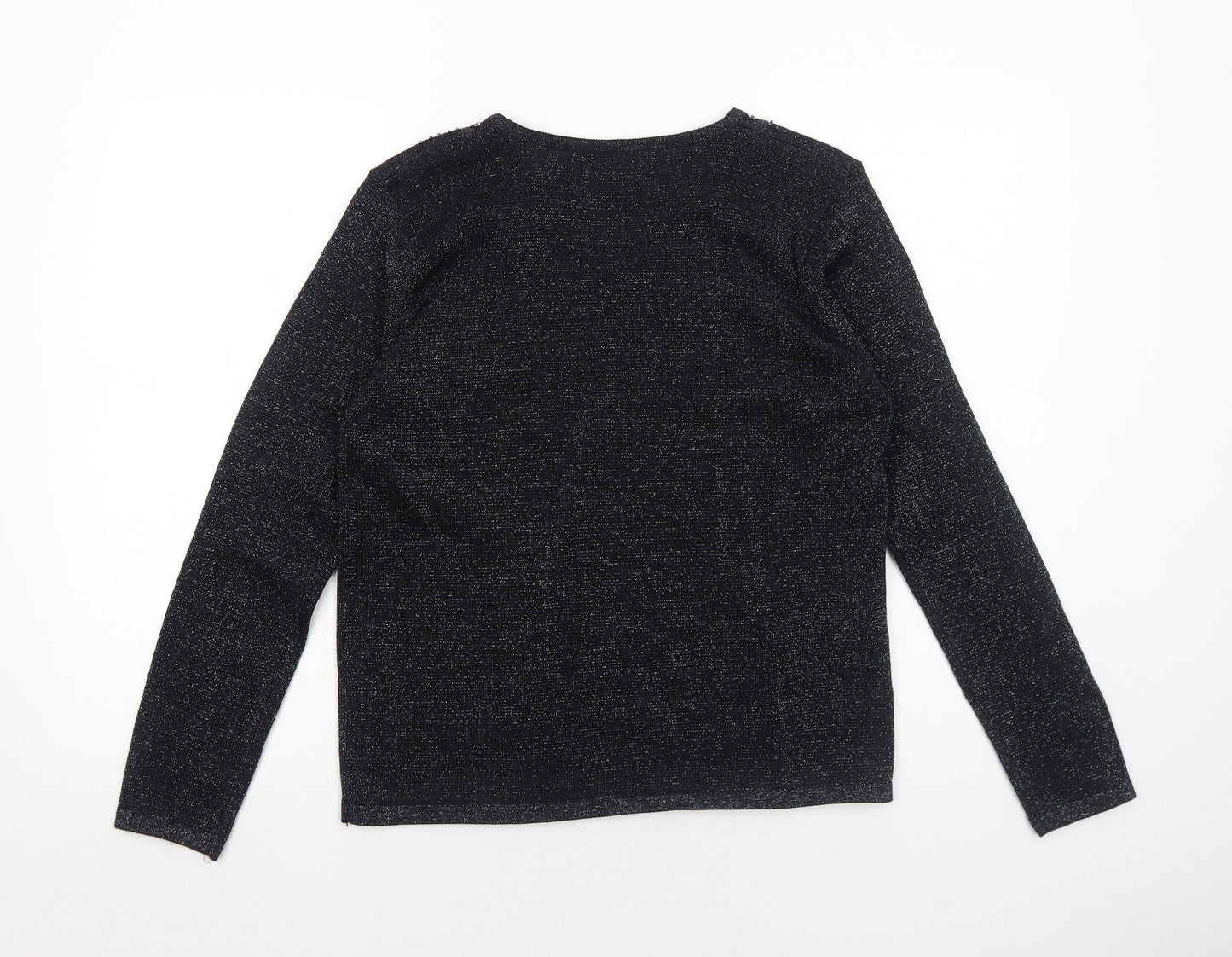 Bonmarché Womens Black V-Neck Acrylic Pullover Jumper Size S