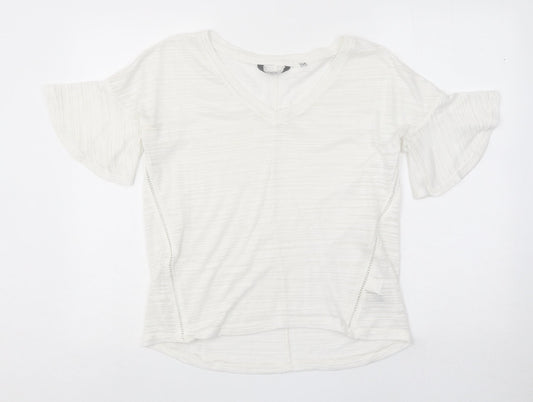 NEXT Womens White Polyester Basic T-Shirt Size 10 V-Neck
