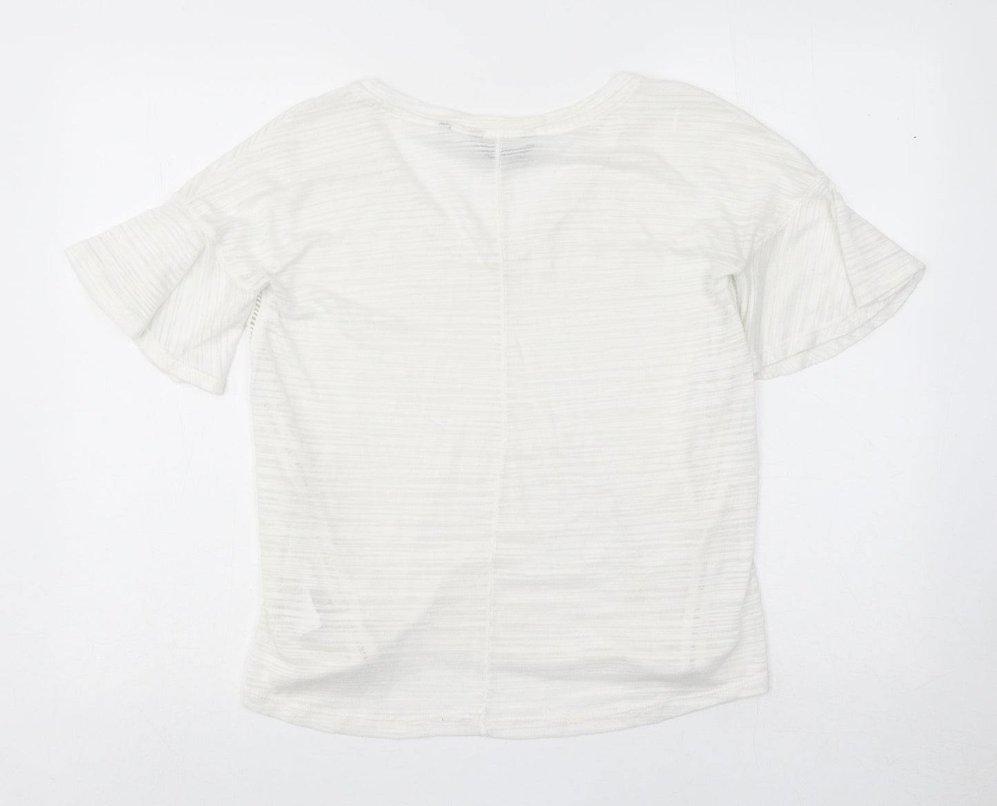 NEXT Womens White Polyester Basic T-Shirt Size 10 V-Neck