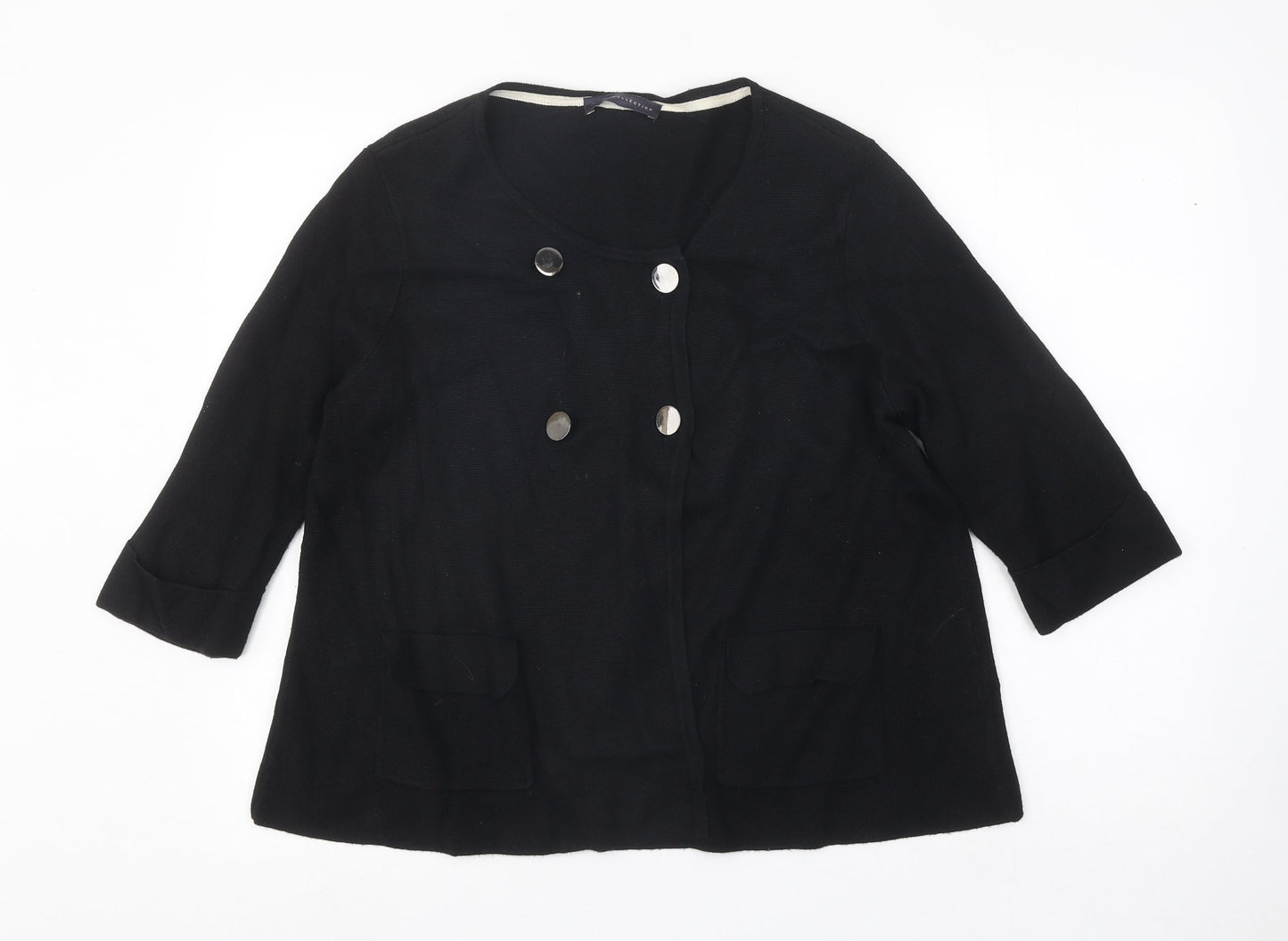 Marks and Spencer Womens Black Scoop Neck Polyamide Cardigan Jumper Size 14