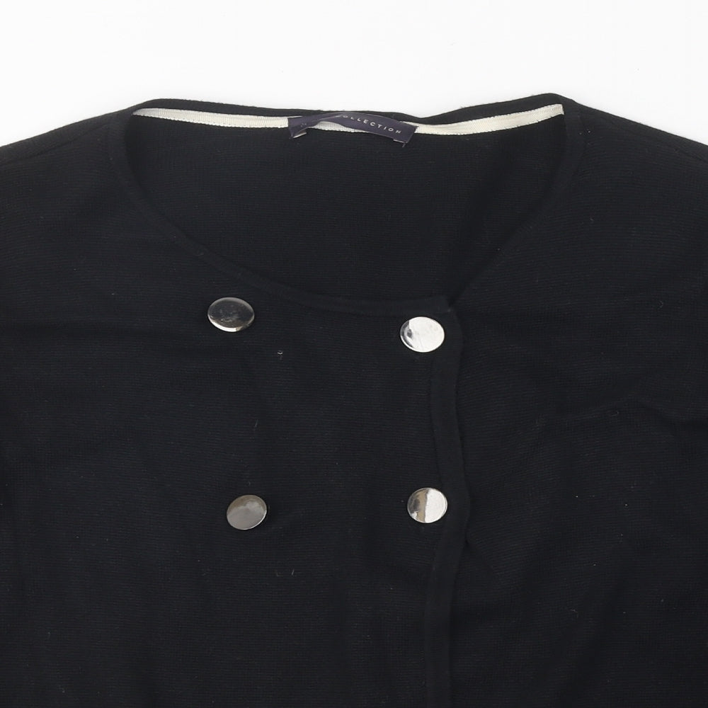 Marks and Spencer Womens Black Scoop Neck Polyamide Cardigan Jumper Size 14
