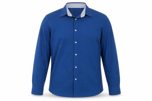 Debenhams Mens Blue Geometric Polyester Button-Up Size L Collared Button