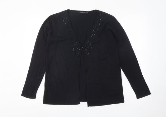 ALIBI Womens Black V-Neck Acrylic Pullover Jumper Size 10 - Size 10-12