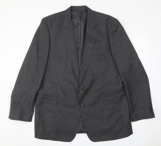 Greenwoods Mens Grey Striped Wool Jacket Suit Jacket Size 46 Regular
