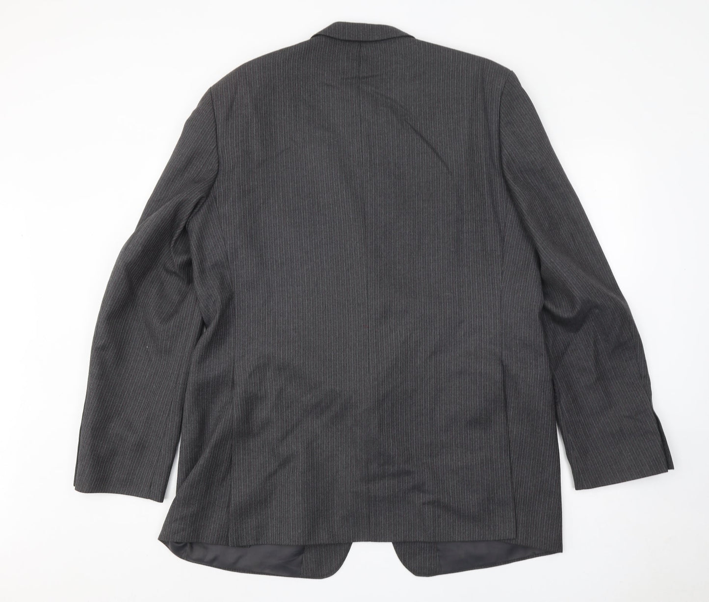 Greenwoods Mens Grey Striped Wool Jacket Suit Jacket Size 46 Regular