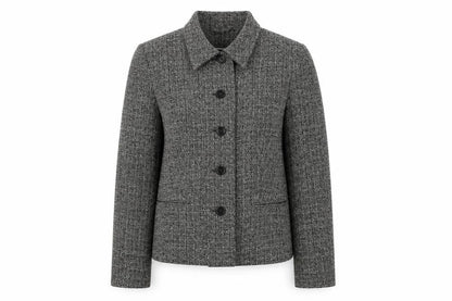 Style Collection Womens Grey Geometric Jacket Blazer Size 8 Button