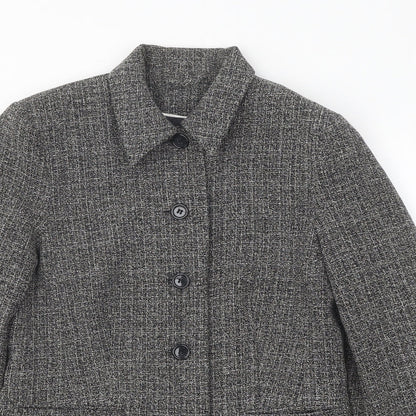 Style Collection Womens Grey Geometric Jacket Blazer Size 8 Button