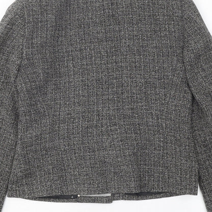 Style Collection Womens Grey Geometric Jacket Blazer Size 8 Button