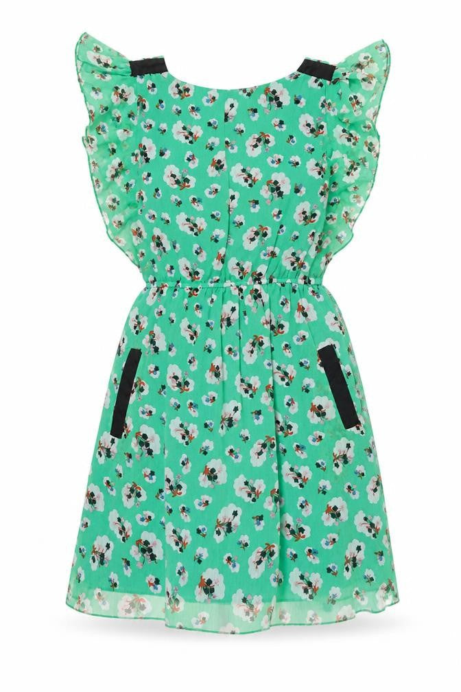 Max C Womens Green Geometric Polyester Fit & Flare Size S Round Neck Button