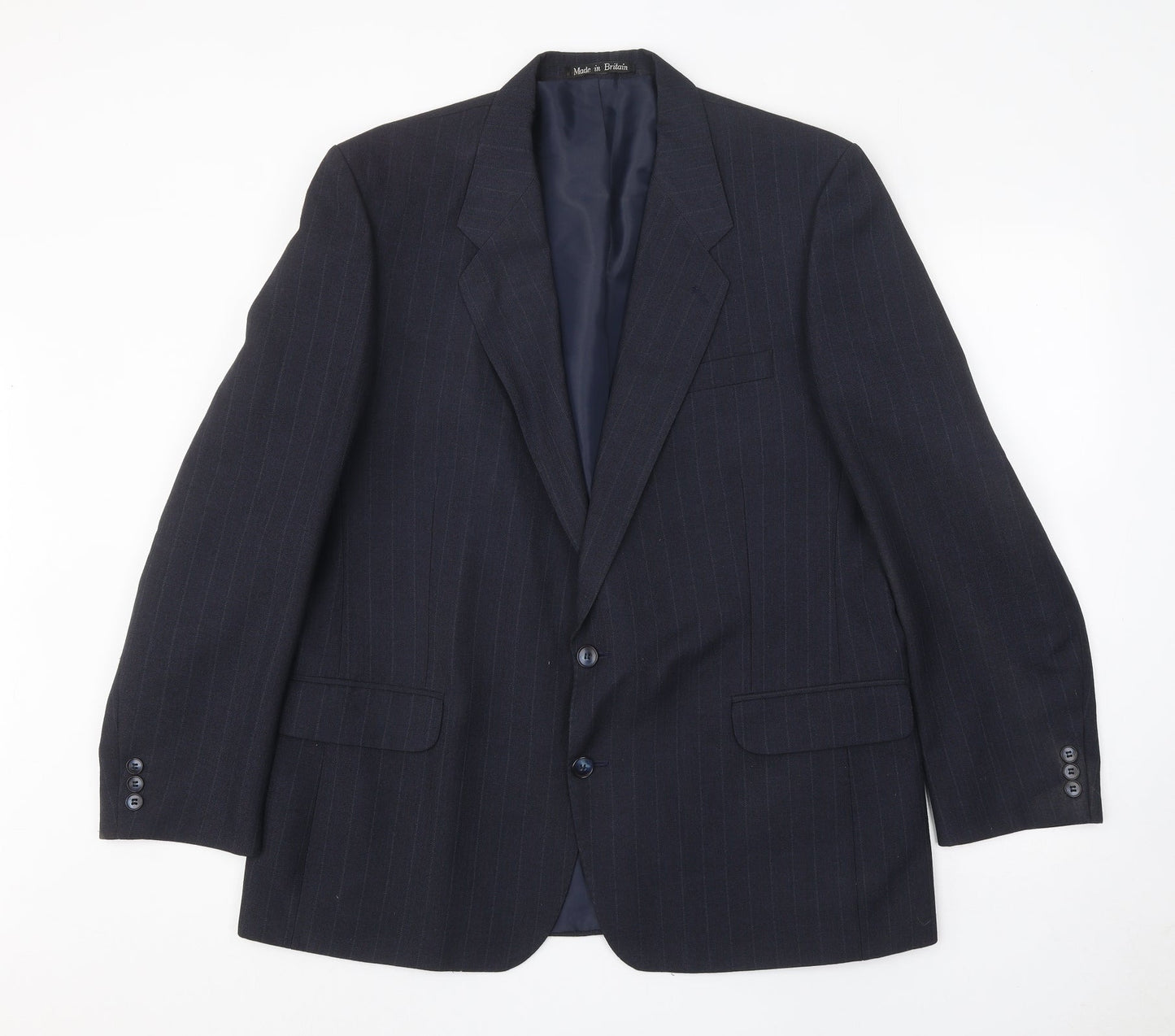 Greenwoods Mens Blue Striped Polyester Jacket Suit Jacket Size 44 Regular