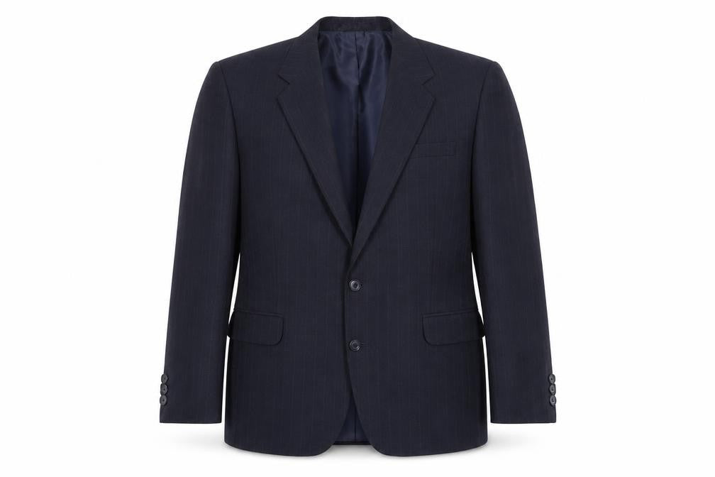 Greenwoods Mens Blue Striped Polyester Jacket Suit Jacket Size 44 Regular