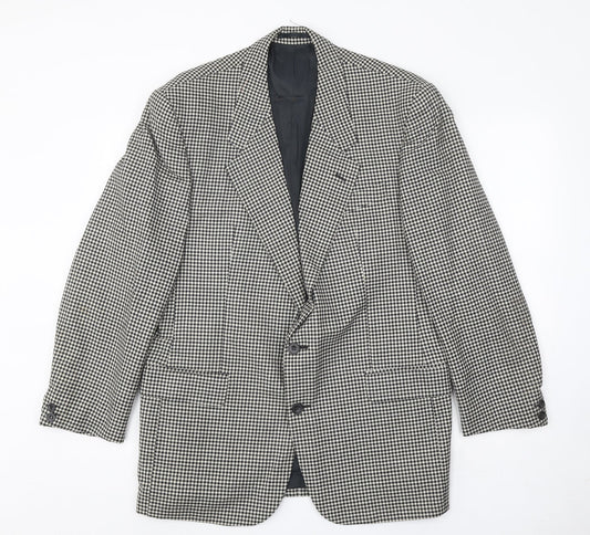 House of Fraser Mens Black Geometric Wool Jacket Blazer Size 40 Regular