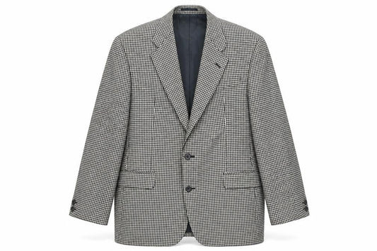 House of Fraser Mens Black Geometric Wool Jacket Blazer Size 40 Regular