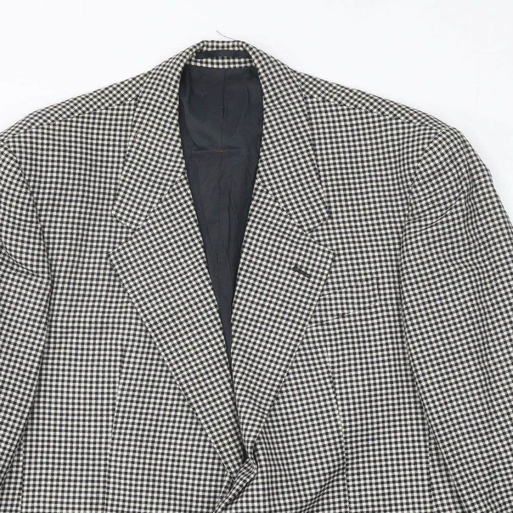 House of Fraser Mens Black Geometric Wool Jacket Blazer Size 40 Regular
