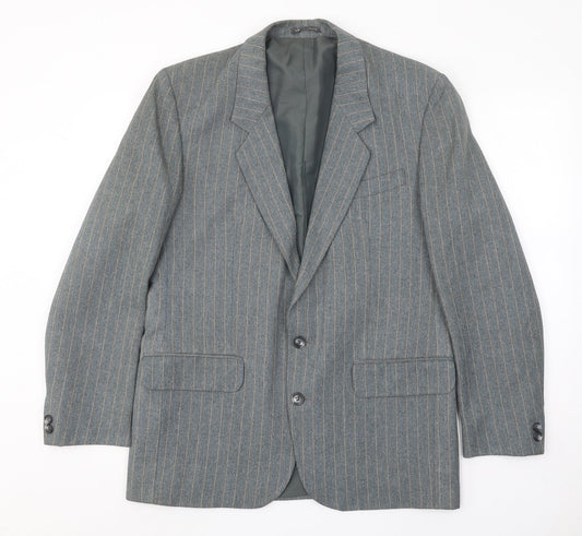 Lincroft Mens Grey Striped Polyester Jacket Suit Jacket Size 40 Regular